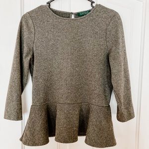 Ralph Lauren peplum 3/4 length top